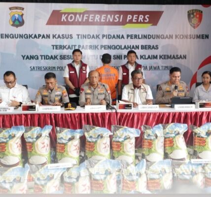 Satgas Pangan Polri Sita 12,5 Ton Beras Tak Sesuai Standar Mutu di Sidoarjo