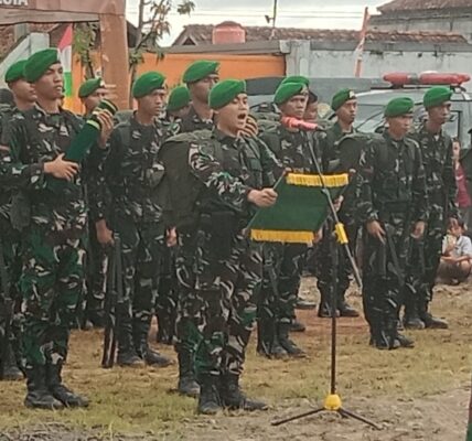 Kapolsek Cikancung Hadiri Acara Penyambutan Pasukan Yonif 841 Sulangkar dalam Rangka Long March