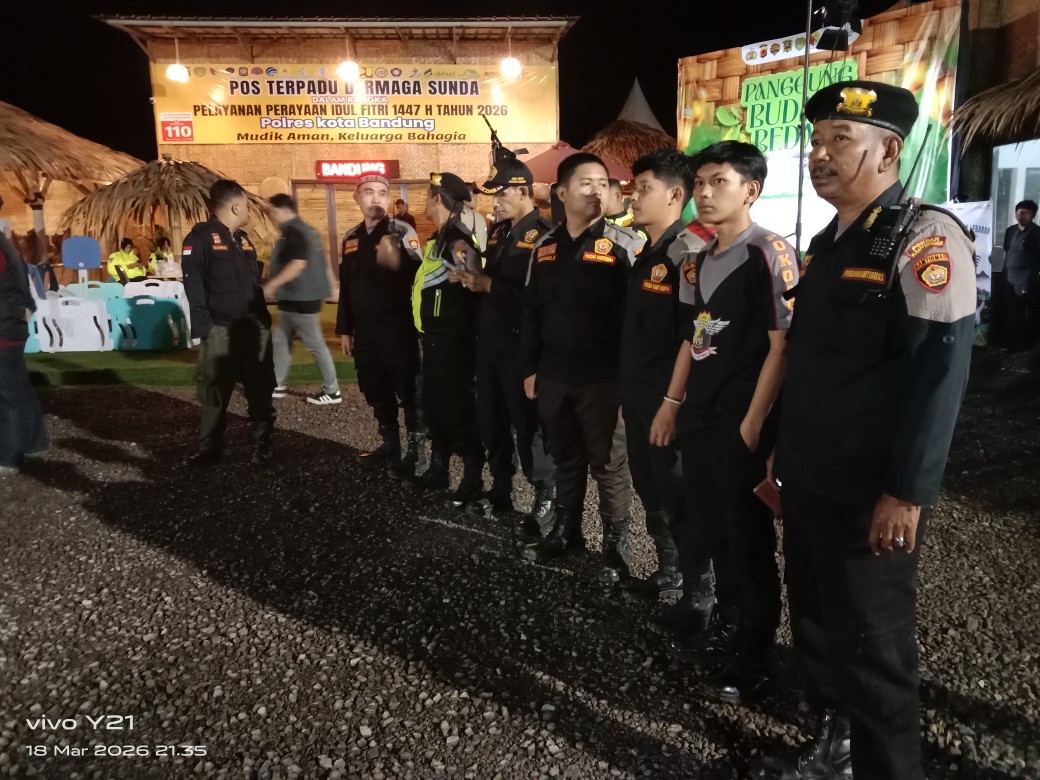 Pokdarkamtibmas Sektor Cicalengka Hadiri Kunjungan Bupati Bandung di Pos Terpadu Polresta Bandung